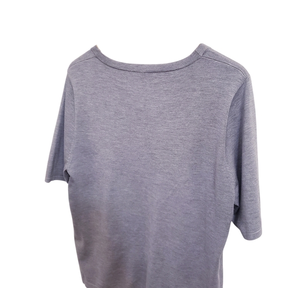 Carlise Gray Silk Blend Short Sleeve Scoop Neck Top, Size XL - Picture 4 of 8